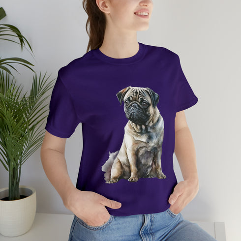 Loving Pug in Watercolor - Short Sleeve Tee